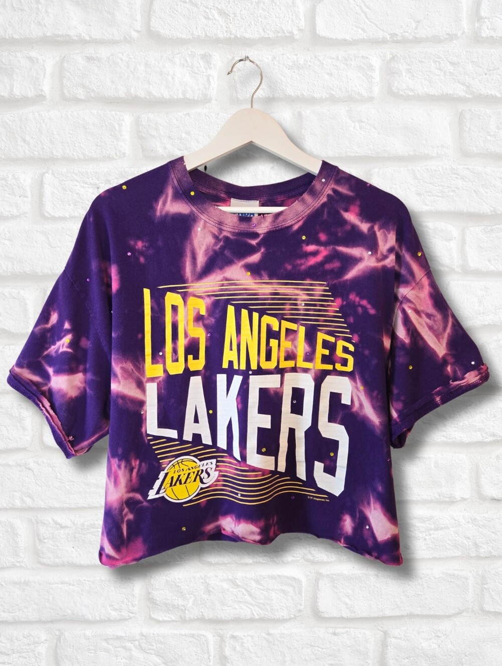 Los Angeles Lakers Crop Top W/Rhinestone